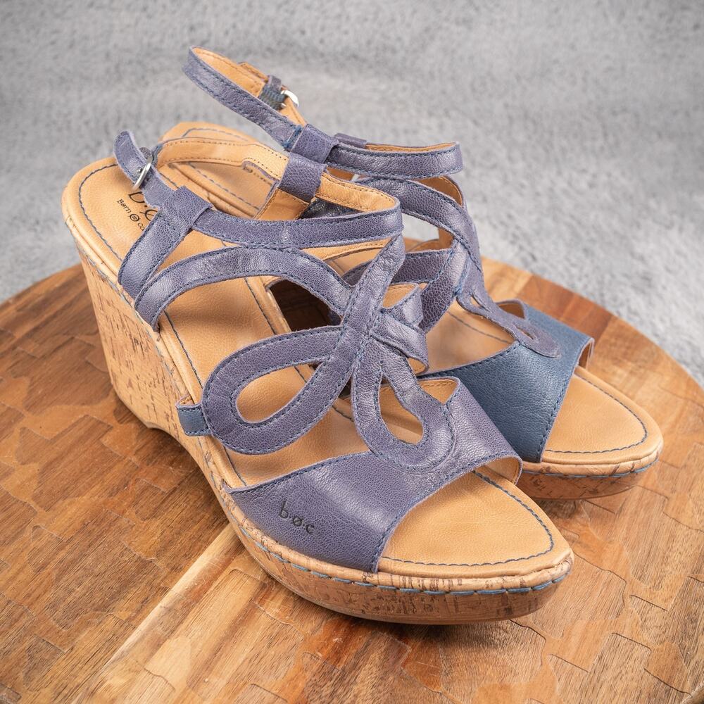 b.o.c. Women's Jalina Wedge Sandal Blue/Purple Leather Size‎ 11M